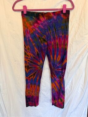 Vibrant Hand Tie-Dye Leggings from Hawaii in Purple, Pink, Orange and Blue